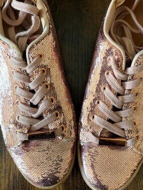 Aldo Rose‑Gold Sequin Sneakers – Size 7.5 (Slim FIt)